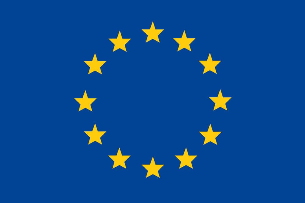 Flag of the European Union - twelve gold stars in a circle on a blue field.